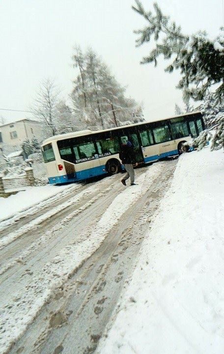 Atak zimy w regionie. Zaskoczyła drogowców? W Niedobczycach autobus stanął w poprzek drogi, Czytelniczka Wiktoria