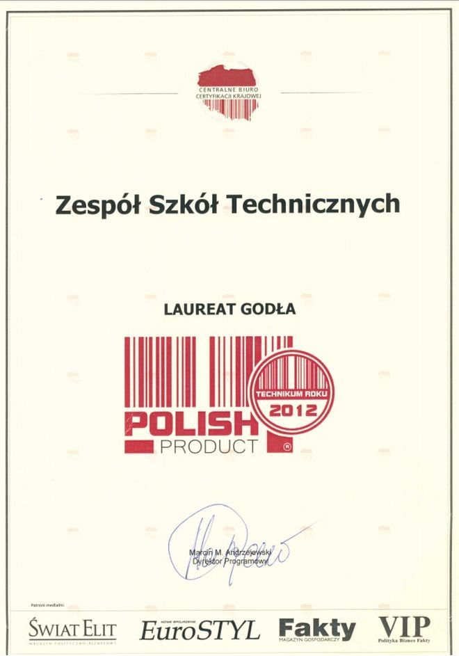 Prestiżowy certyfikat dla ZST, Materiały prasowe