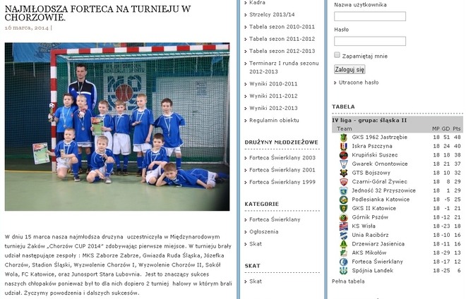 Działacze klubu piłkarskiego zaklinają rzeczywistość i wmawiają dzieciom, że są najlepsze, Źródło: www.forteca-swierklany.pl