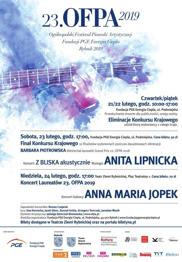 23. OFPA - Rybnik 2019: Anita Lipnicka i Anna Maria Jopek gwiazdami festiwalu, 