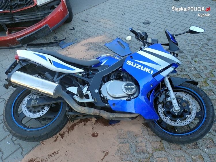 Zderzenie skody z motocyklem suzuki w Niedobczycach, KMP w Rybniku