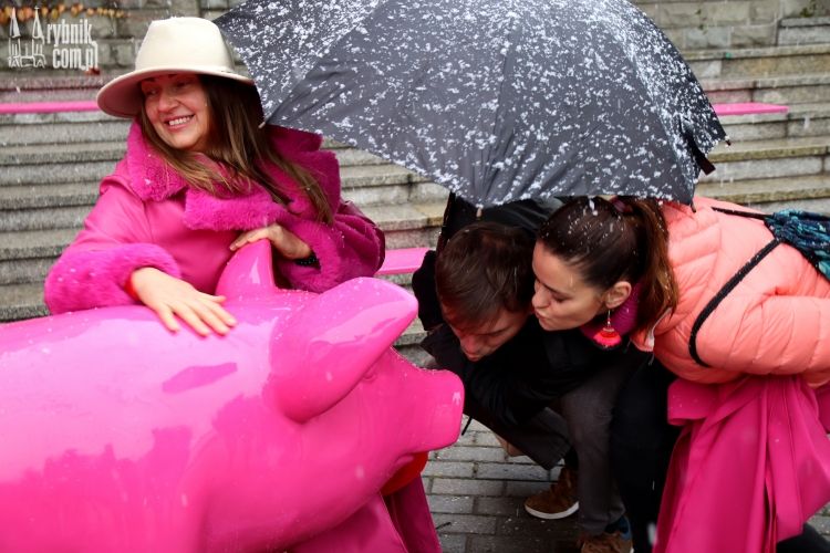 Można robić selfie! Przed TZR stanęła różowa, „ryjkowa” świnka (wideo), Bartłomiej Furmanowicz