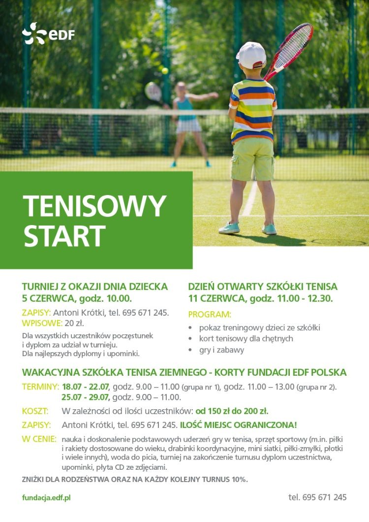 Wakacyjna szkółka tenisa i turnieje dla dzieci na kortach Fundacji EDF, materiały prasowe Fundacja EDF Polska