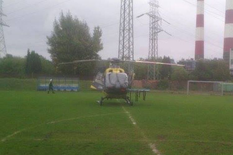 Tragiczne przedpołudnie w Chwałowicach. Po ciężko rannego przyleciał helikopter LPR, OSP Chwałowice