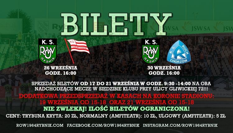 Rusza sprzedaż biletów na mecze ROW-u z Cracovią i Ruchem Chorzów, Oficjalny plakat wydarzenia
