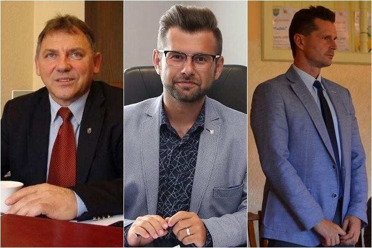 Są wstępne wyniki z gmin powiatu rybnickiego, Od lewej: Wiesław Janiszewski, Marek Bąk i Tomasz Pieczka