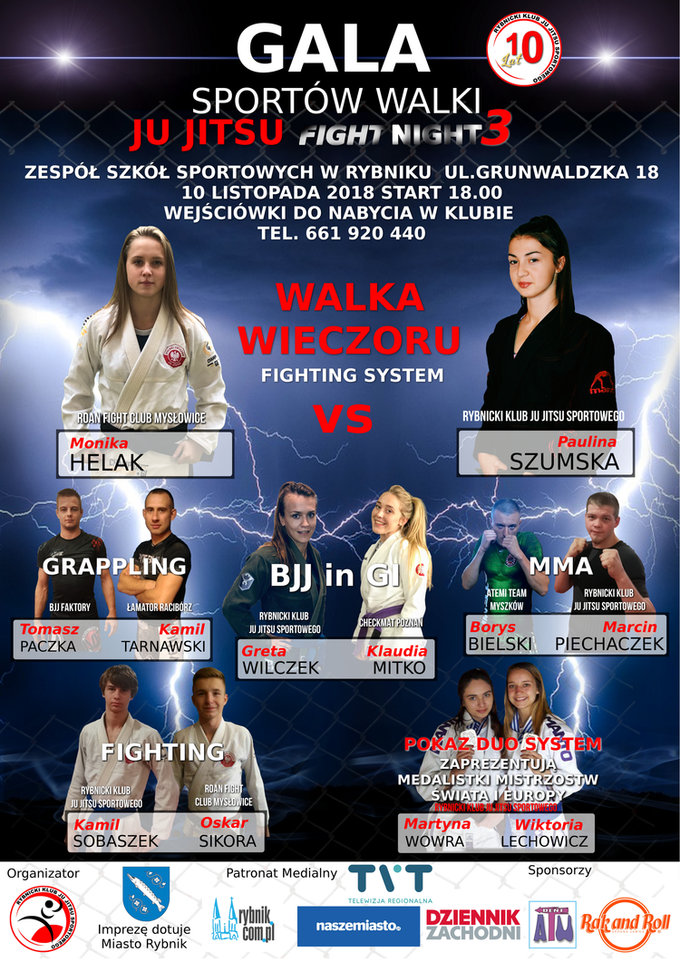 Gala Ju Jitsu Fight Night 3 w Rybniku – zapowiedź, 