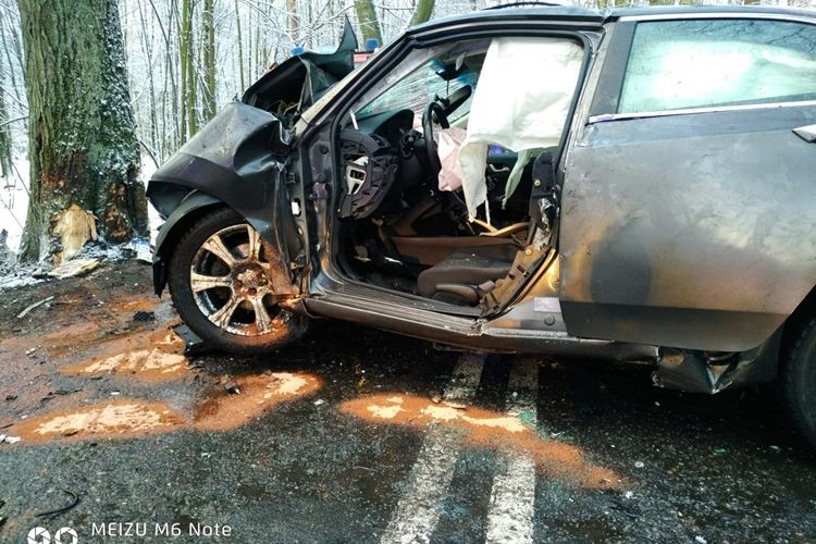 Palowice: 60-latek uderzył autem w drzewo, PSP Rybnik