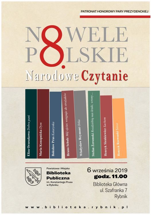 Narodowe Czytanie w Rybniku: wspólnie przeczytamy polskie nowele, 