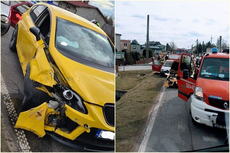 Wypadek w Kamieniu. Kierowca seata wyprzedzał na podwójnej ciągłej, OSP Książenice