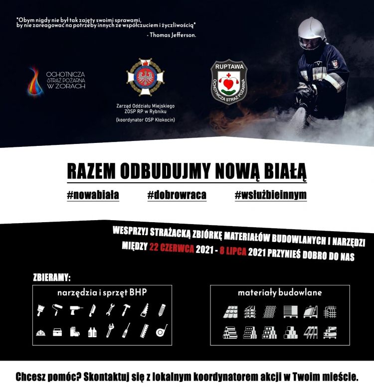 Strażacy z Rybnika organizują zbiórkę dla pogorzelców z Nowej Białej, Facebook