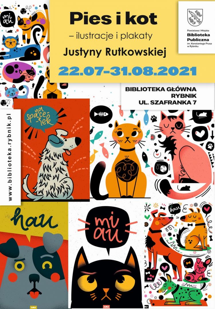 Biblioteka w Rybniku: „Pies i kot” – wystawa Justyny Rutkowskiej, 