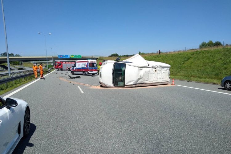Wypadek na autostradzie A1 w stronę Gliwic, PSP Rybnik