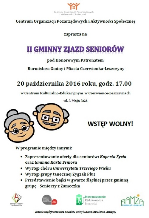 Czerwionka-Leszczyny: już wkrótce rusza II Gminny Zjazd Seniorów. Program imprezy, Materiały prasowe