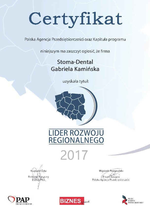 Prestiżowa nagroda dla Gabrieli Kamińskiej, właścicielki kliniki Stoma-Dental!, 