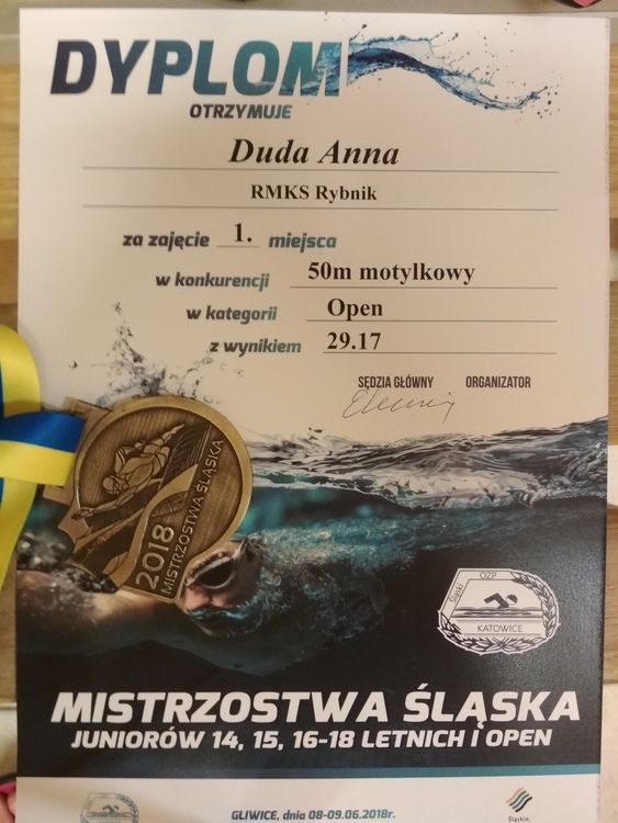 Mistrzostwa Śląska w pływaniu: złoto i brąz Anny Dudy, Materiały prasowe