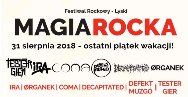 Ira, Organek i Coma gwiazdami 16. edycji Magii Rocka w Lyskach, 