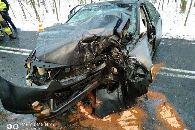 Palowice: 60-latek uderzył autem w drzewo, PSP Rybnik