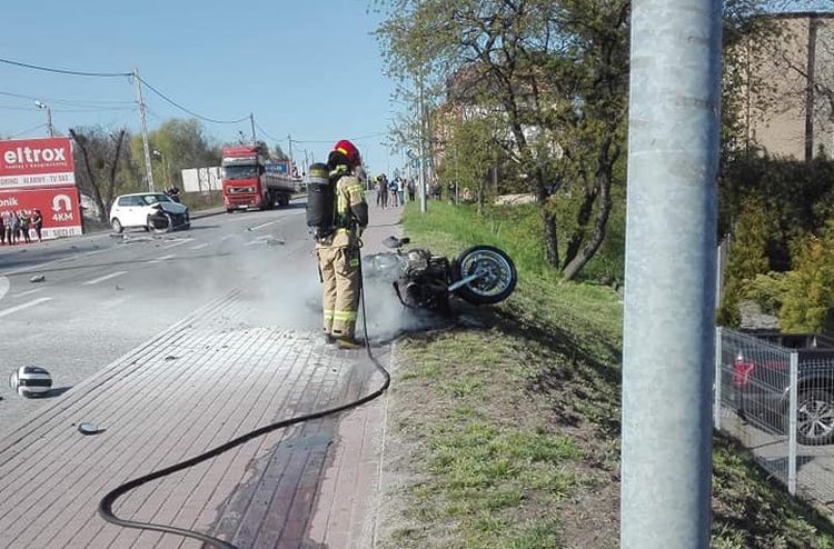 Poważny wypadek na Gliwickiej. Ranny motocyklista, Rybnik i okolice-Informacje drogowe 24H