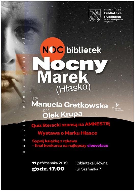 Noc Bibliotek - Rybnik 2019: „Nocny Marek (Hłasko)”, Materiały prasowe