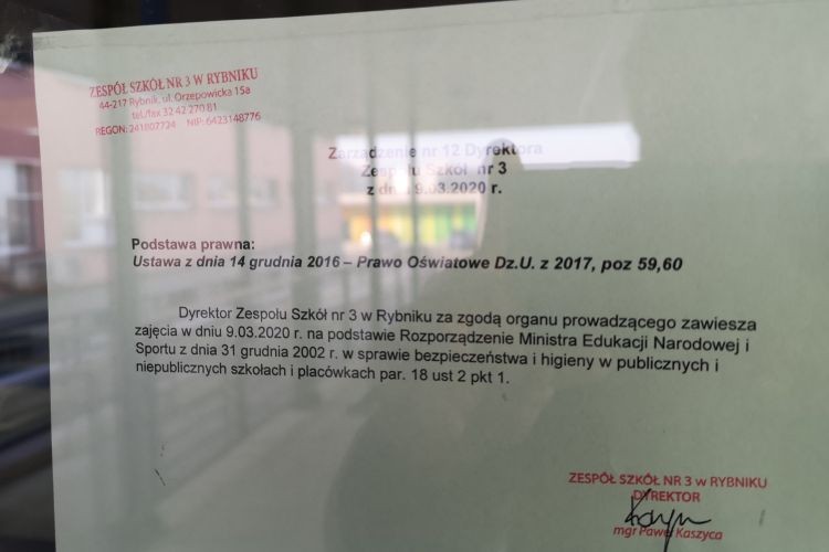 Koronawirus w Rybniku. Zawieszono zajęcia w szkołach!, 