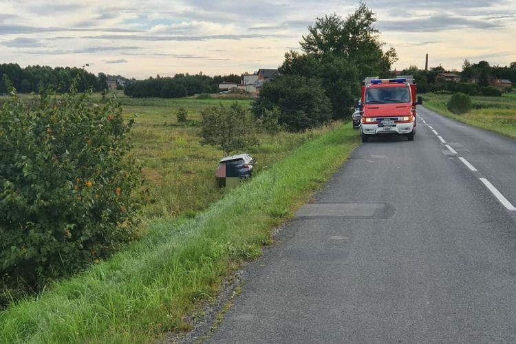 Gaszowice: samochód w rowie. „Na drogę wskoczyła sarna”, OSP Gaszowice