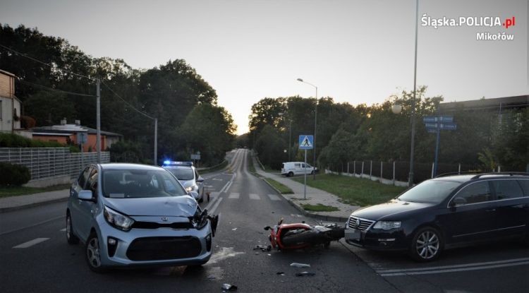 Motocyklista z Czerwionki-Leszczyn ucierpiał w wypadku, KPP Mikołów
