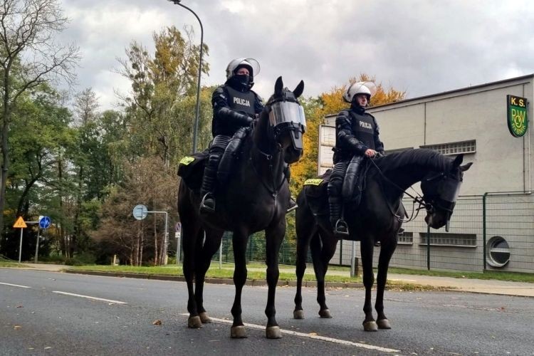 Konie i armatka wodna. Setki policjantów zabezpieczało mecz w Rybniku, KMP Rybnik