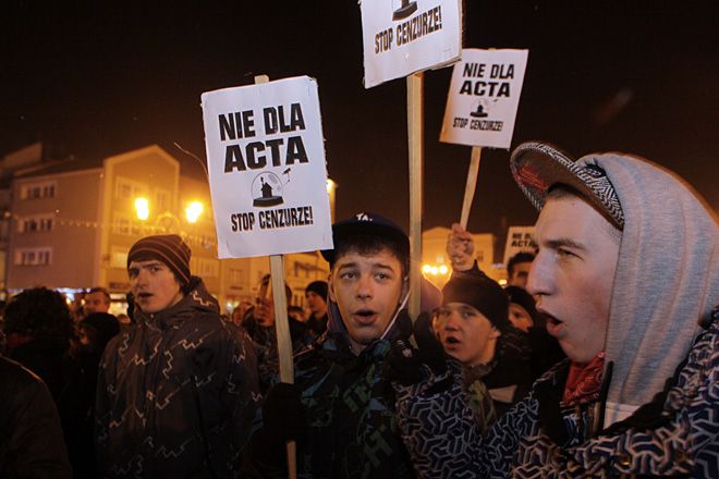 Przeciwnicy traktatu ACTA w Rybniku pokazali siłę, Dominik Gajda