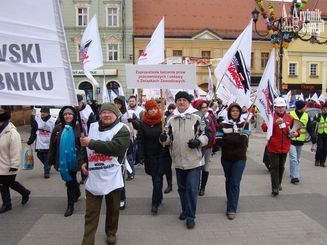 Strajkujący związkowcy przemaszerowali przez Rybnik, Wacław Wrana