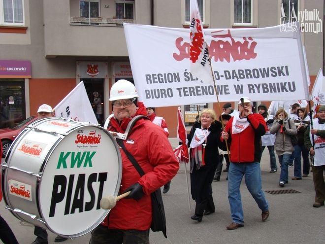 Strajkujący związkowcy przemaszerowali przez Rybnik, Wacław Wrana