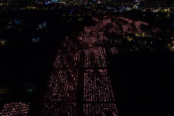 Cmentarz nocą. Widok z drona, Dariusz Szuba