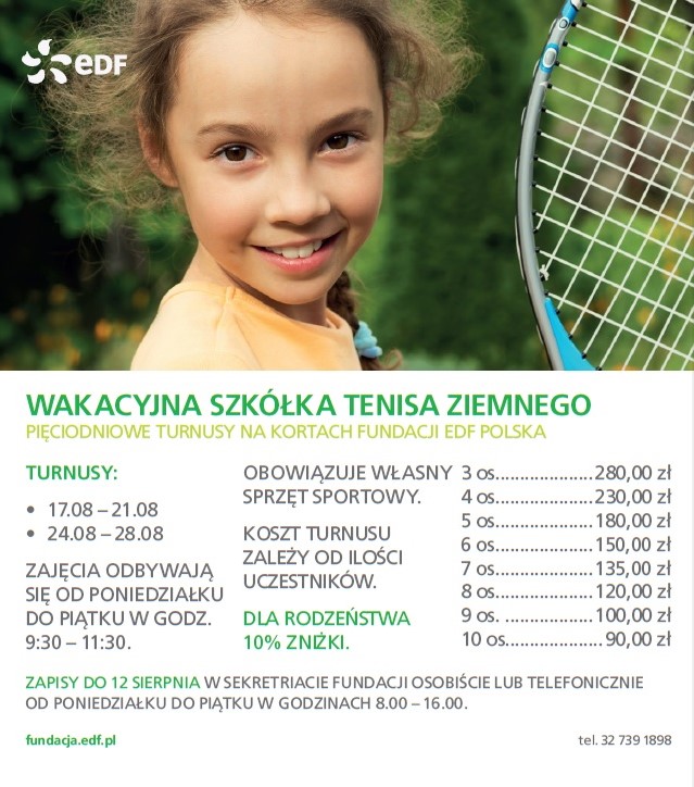  Wakacyjna szkółka tenisa ziemnego w Fundacji EDF Polska, materiały prasowe