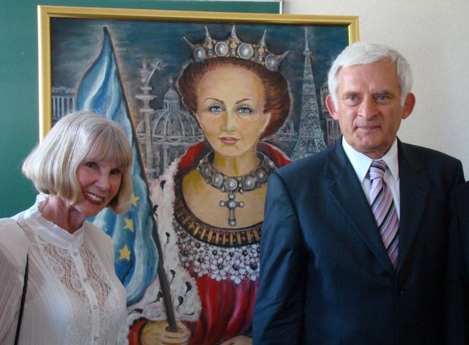 Jadwiga Mandera przekazała swój obraz Jerzemu Buzkowi