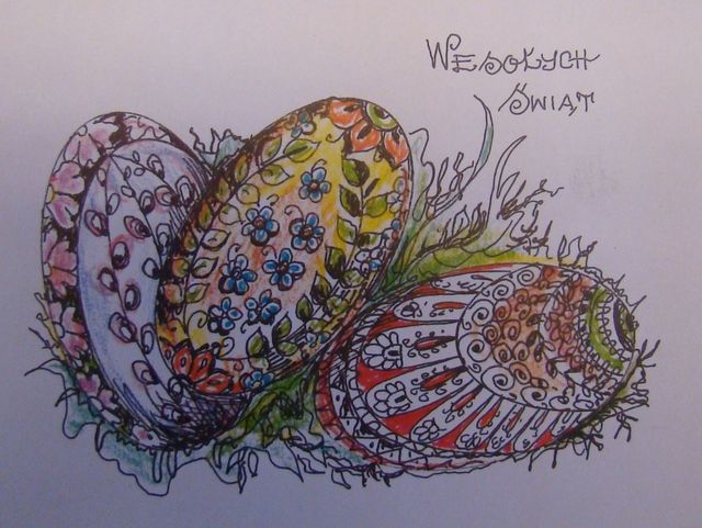 Śląskie jaja świąteczne na grafice Kazimiery Drewniok.