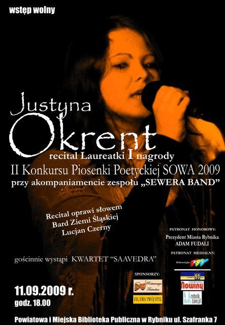 Biblioteka: recital Justyny Okrent , 
