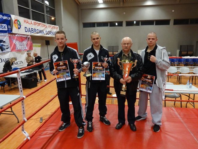 Damian Piwowar, Sebastian Konsek, trener Anatol Jakimczuk i Radosław Gosiewski 
